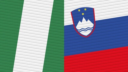 Slovenia and Nigeria Two Half Flags Together Fabric Texture Illustration