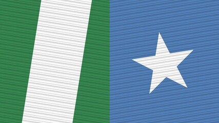 Fototapeta premium Somalia and Nigeria Two Half Flags Together Fabric Texture Illustration