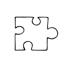 Vector hand drawn doodle sketch puzzle piece isolated on white background
