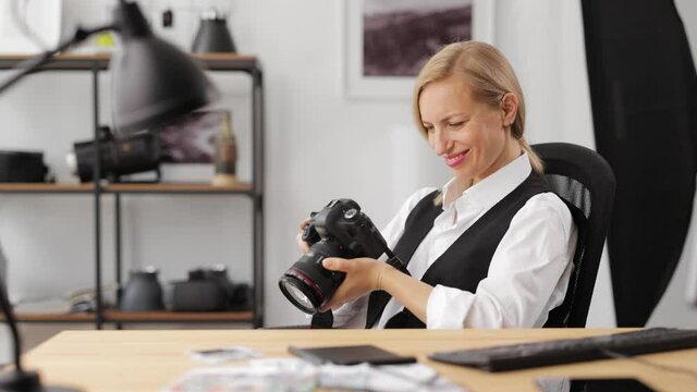 Photographer working at office