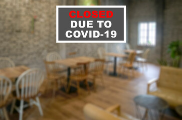 Defocused or blur view of the interior of a restaurant. Empty, closed during lockdown due to Coronavirus.