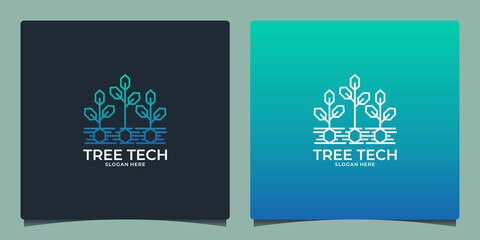 tree tech logo design template for your company technology