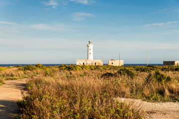 Wonderful Sights of Capo Murro di Porco Lighthouse in Syracuse, Sicily, Italy.