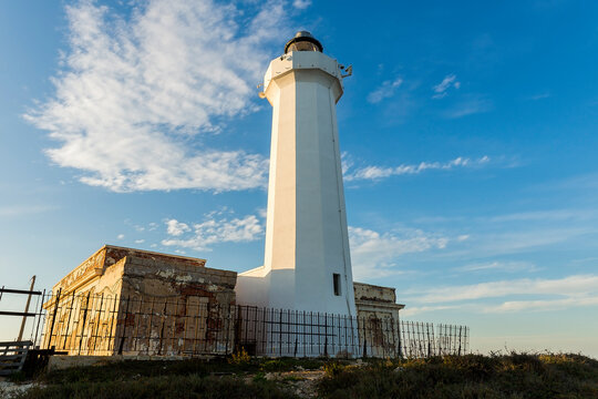 Wonderful Sights of Capo Murro di Porco Lighthouse in Syracuse, Sicily, Italy.