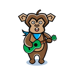 Obraz na płótnie Canvas cartoon animal cute monkey holding a guitar