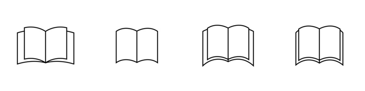 Conjunto de iconos de libro. Concepto de escritura, obra. Ilustración vectorial aislado en fondo blanco