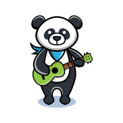 Obraz na płótnie Canvas cartoon animal cute panda holding a guitar