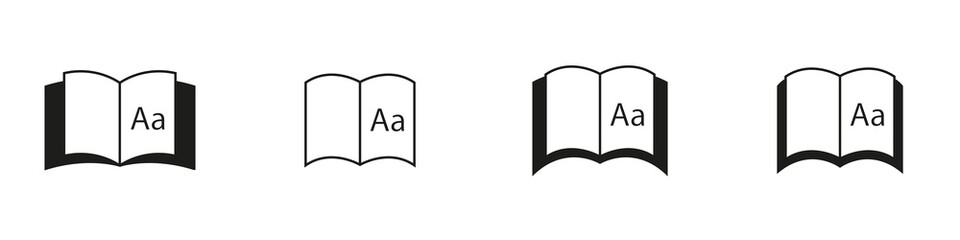 Conjunto de iconos de libro. Concepto de escritura, obra. Ilustración vectorial aislado en fondo blanco