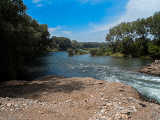 Beautiful river. Irtysh river. Summer landscape.