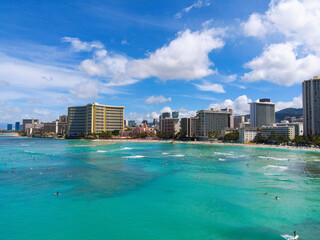 Waikiki Beach arial shoot, Honolulu Oahu - Hawaii. Summer in Waikiki, United States of America 