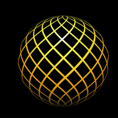 geometric circles, with a gold color on a black background so that it looks bright shining, smooth lines on each curve.