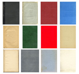 Fototapeta premium Old paper textures set. Blank retro pages and old book covers with rough faded surface. Perfect for background and vintage style design. Empty place for text.