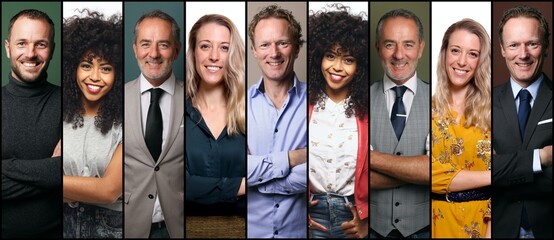 Group of beautiful people in front of a background