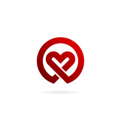 circle heart vector logo design