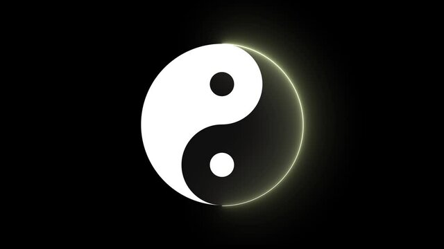 陰陽のシンボルと光のラインエフェクト