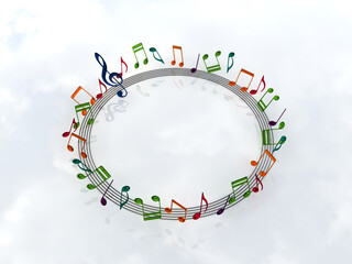 フレーム ガラスの音符大 円形 CGイラスト横