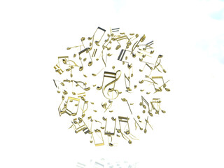 音符の地球 ト音記号 金 大きい CGイラスト横