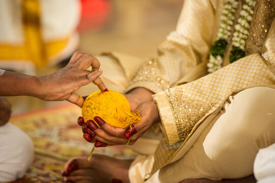 Closeup of a unique Indian wedding day rituals