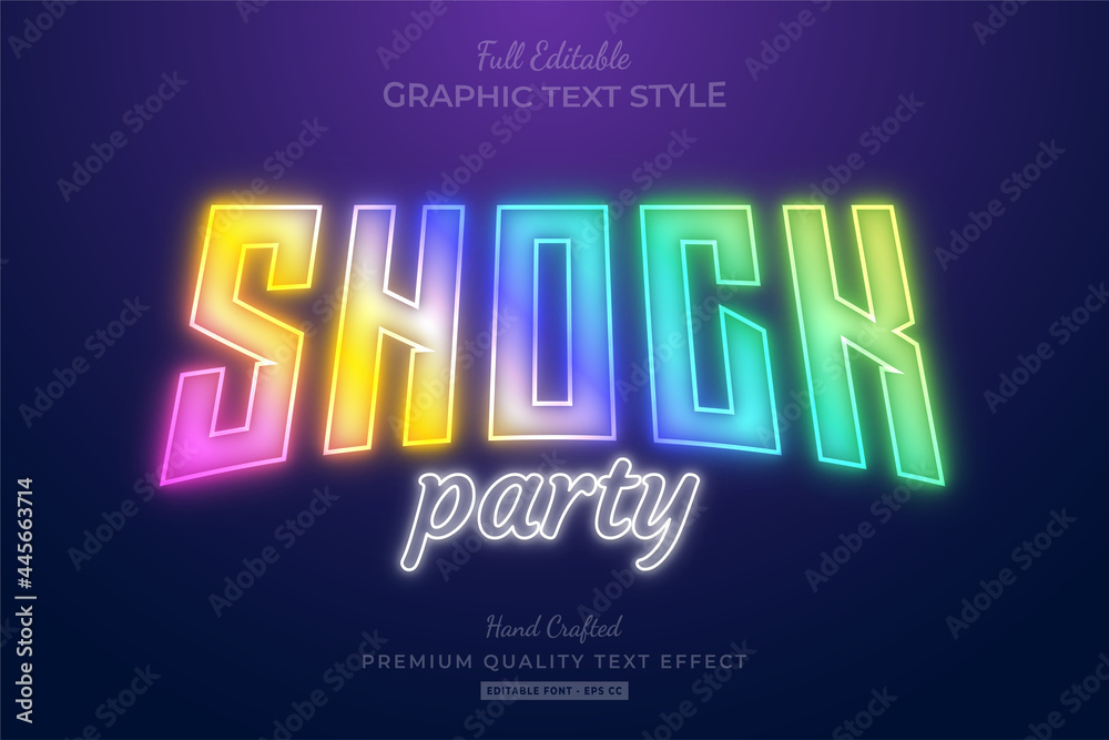 Sticker shock party holographic editable premium text effect font style