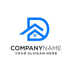 letter D combination house logo design