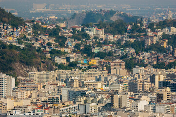Naklejka premium aerial view of the Flamengo and Santa Teresa neighborhood