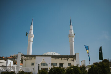 Scenic view of King Abdullah Bih Abdulah Aziz Ali Saud Mosque in Tuzla, Bosnia and Herzegovina
