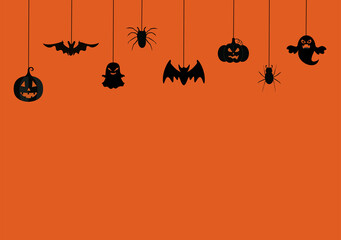 Halloween Night Party Background Landing Page Illustration With Witch, Haunted House, Pumpkins, Bats and Full Moon For Add Your Design Style