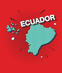 Pop art map of ecuador