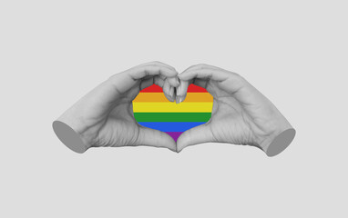 Hands making Heart symbol. LGBT ,Gay Pride concepts
