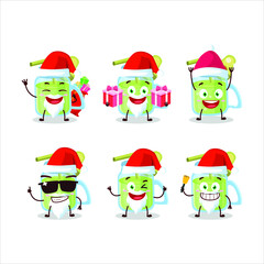 Santa Claus emoticons with avocado smoothie cartoon character. Vector illustration