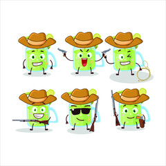 Cool cowboy avocado smoothie cartoon character with a cute hat. Vector illustration
