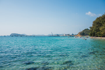 View of the sea at Nang Ram Beach, Rayong Province, Thailand