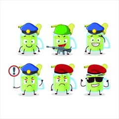 Fotobehang A dedicated Police officer of avocado smoothie mascot design style. Vector illustration © kongvector