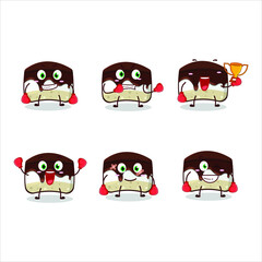 A sporty chocolate cake boxing athlete cartoon mascot design. Vector illustration