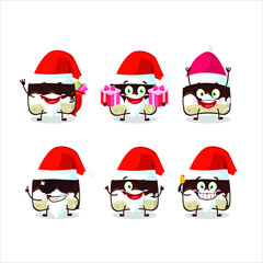 Santa Claus emoticons with chocolate cake cartoon character. Vector illustration