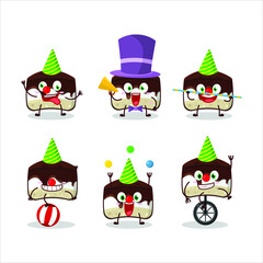 Cartoon character of chocolate cake with various circus shows. Vector illustration