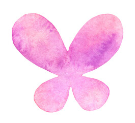Abstract pink butterfly watercolor on white background. Decorative insects illustration. watercolor stains