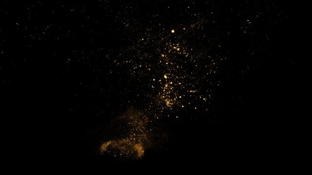 particles explosion with transparent png background (alpha channel). Shock wave, burning light hot sparks in center. Seamless loop 3d air animation. Deep magical bang. Slow motion fire transition	
