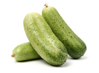 Green cucumber on the white background