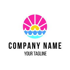 Beautiful Modern Sunset Minimalist Badge Logo Icon Vector Design Template Isolated. Simple Twilight, Sunrise, Sunshine, Paradise Logo Concept.