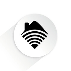 Flat design of black line smart home with wifi connected icon as vector illustration.