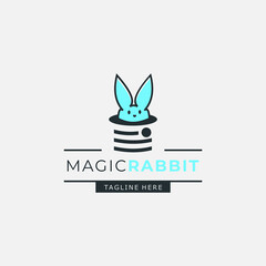 modern rabbit and magic logo design template