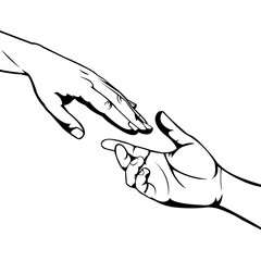 Take and give hand symbol on white background