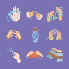 set of hands knitting