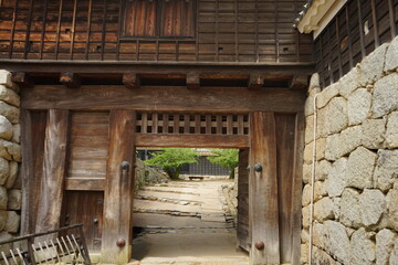 Fototapeta na wymiar Tsutsui-mon Gate at Matsuyama Castle in Ehime, Japan - 日本 愛媛県 松山城 筒井門