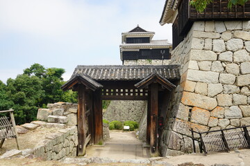 Fototapeta na wymiar Tonashi-mon Gate at Matsuyama Castle in Ehime, Japan - 日本 愛媛県 松山城 戸無門
