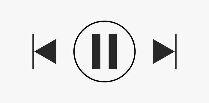 Vector illustration of pause button with forward and backward buttons.