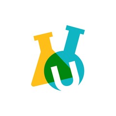 u letter lab laboratory glassware beaker logo vector icon illustration © gaga vastard