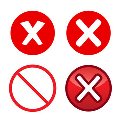 Obraz premium Cross Red Icon - Amazing vector rounded icon set suitable for game asset, animation, app, sign, sticker, children book, x sign, wrong, declined or exit button and illustration in general - Vector Icon