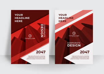 Business book cover design template in red color theme. Modern annual report design. Corporate cover design or brochure template background for business design. modern business flier layout template